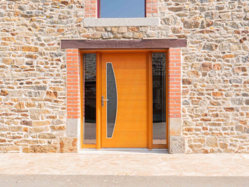 Porte d'entrée en bois - Parabole + 2 fx - Pasquet menuiseries